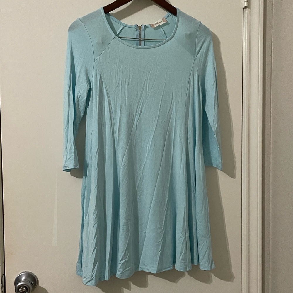 Altar'd State Aqua Blue 3/4 Sleeve Swing Dress - XS